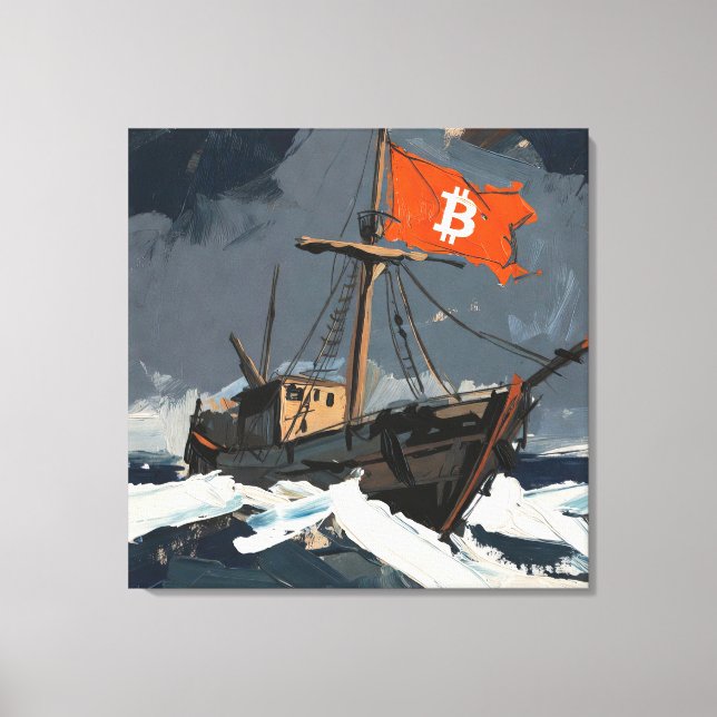 "Bitcoin Sailing" Huile sur toile #2 (Recto)