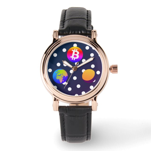Bitcoin Solar Space Designer (coloré) Montre (Recto)