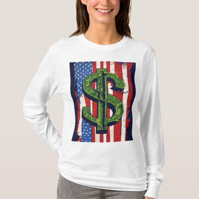 "Bite patriotique : Signe de dollar avec T-shirt D (Devant)