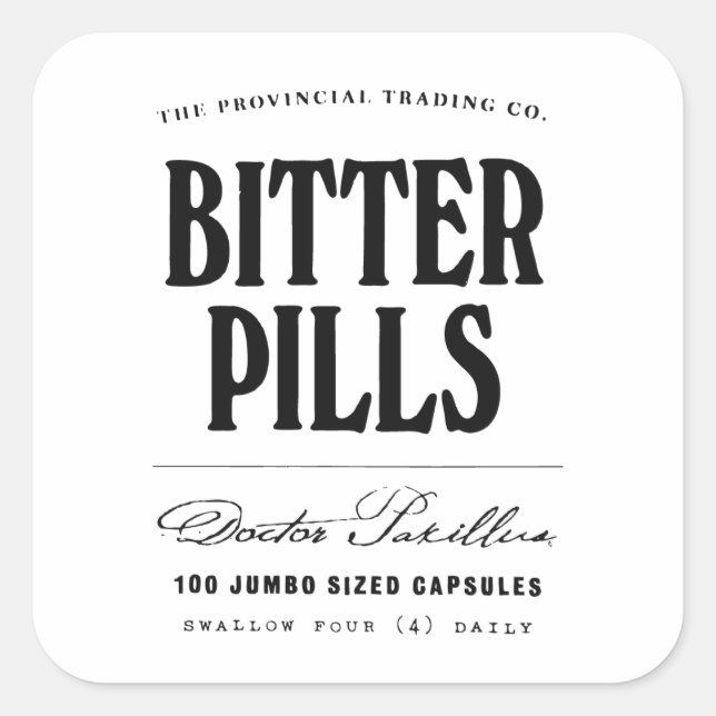 Bitter Pills - étiquette apothecaire (Devant)