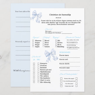 Blå Sløyfe oracle card pour baptême/baby shower