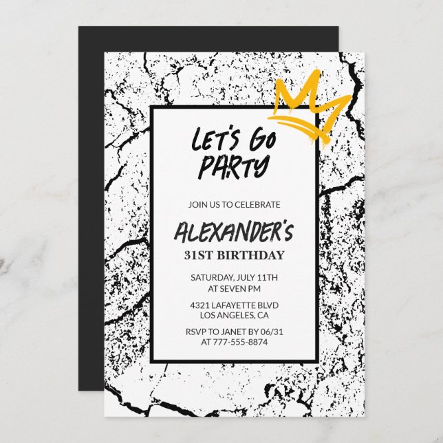 Black 31e anniversaire invitation Men Grunge (Devant / Derrière)