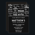 Black 34e anniversaire invitation pour lui Myth Le<br><div class="desc">Invitations de 34e anniversaire pour lui Hommes Mythe Légende calligraphie typographie classique homme élégant homme mâle</div>