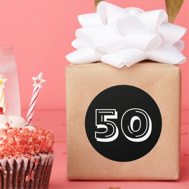 Black 50th Birthday - Stickers Anniversaires de 50 (Fête)