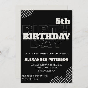 Black 5 anniversaire invitations Party Boy