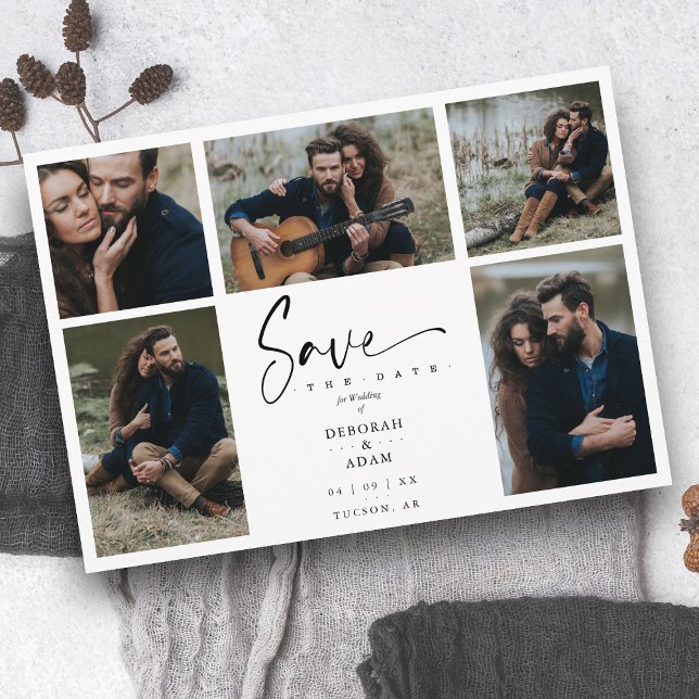 Black 5 Photos Chic tendance Collage Mariage Covid (Créateur téléchargé)