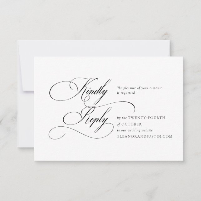 Black "A" Monogram Wedding RSVP Card (Devant)