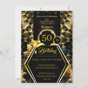 Black and Gold 50e anniversaire Invitation