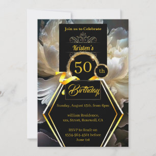 Black and Gold 50e anniversaire Invitation