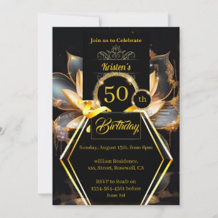 Black and Gold 50e anniversaire Invitation