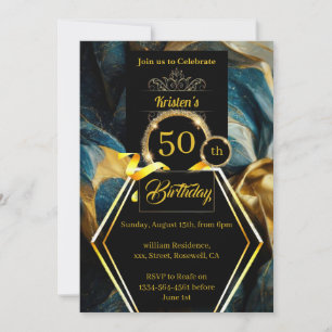 Black and Gold 50e anniversaire Invitation