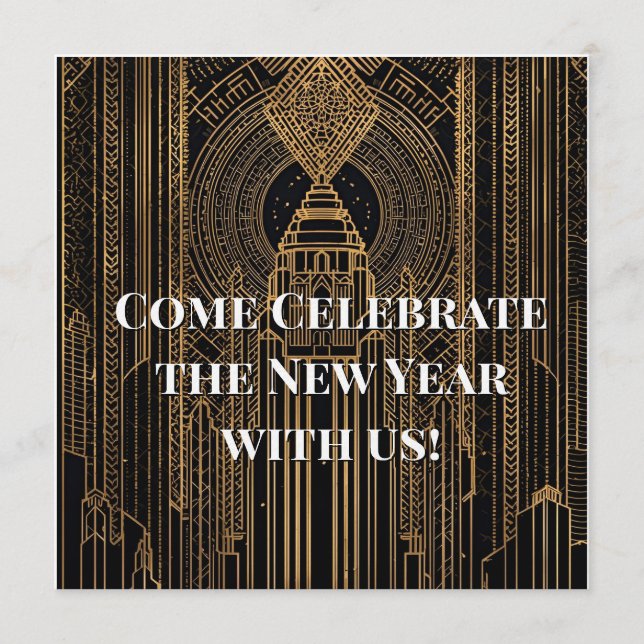 Black and Gold Art Deco Invitation (Devant)