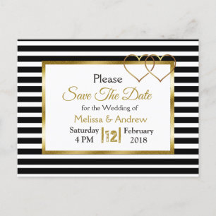 Black and Gold Enregistrer la date Cartes postales
