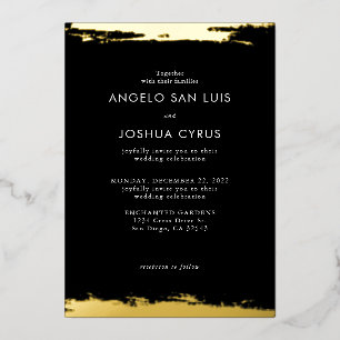 Black and Gold Foil Elegant Wedding Invitation