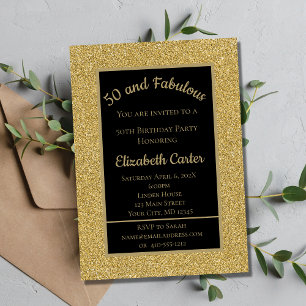 Black and Gold Glitter 50 et merveilleux Anniversa
