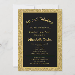 Black and Gold Glitter 50 et merveilleux Anniversa