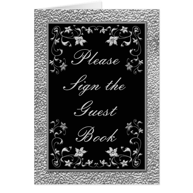 Black and Pewter Floral Table Card (Devant)