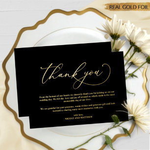Black and Real Gold Foil, Carte de remerciements M