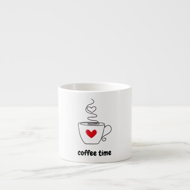 Black and Red Simple Illustration Café Time Mug (Devant)