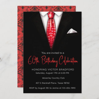Black and Red Tuxedo Anniversaire Invitation