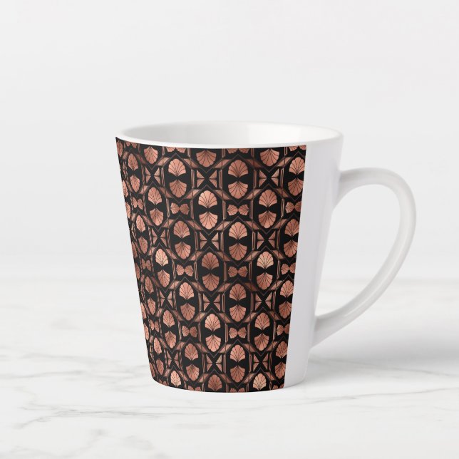 Black and Rose Gold Art Deco Small Latte Mug (Droite)