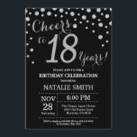 Black and Silver 18th Birthday Diamond Invitation<br><div class="desc">Invitation 18e anniversaire avec Parties scintillant noire et argent Arrière - plan diamant. Confetti en argent. Anniversaire adulte. Hommes ou Femmes Anniversaire. Pour plus de personnalisation,  cliquez sur le bouton "Customiser" et utilisez notre outil de conception pour modifier ce modèle.</div>