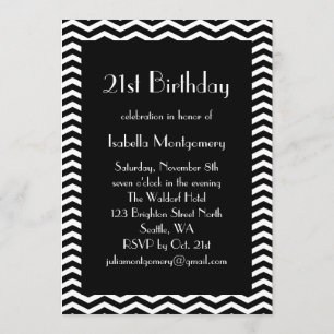 Black and White 1920's 21st Birthday Invitation