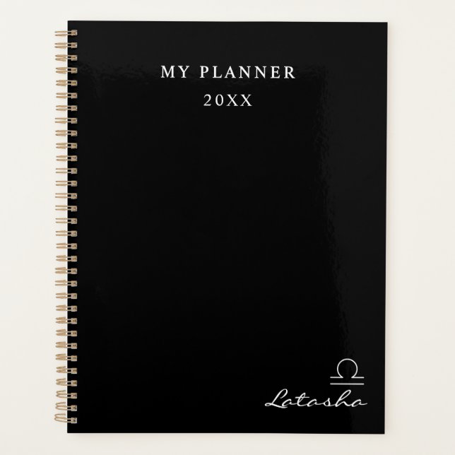 Black and White 2022 Libra Zodiac Sign Planner (Devant)