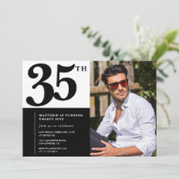 Black and White 35th Birthday Invitations Photo