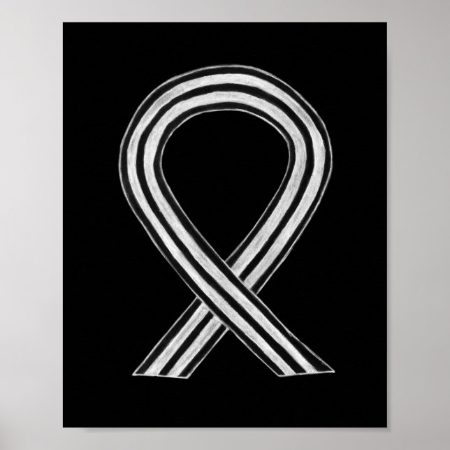 Black and White  Awareness Ribbon Angel Poster (Devant)