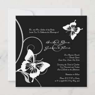 Black and White Butterfly Wedding Invitation