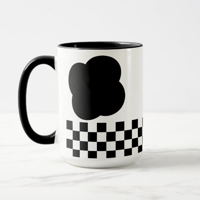 Black and White Checkerboard Two-Tone Mug (Gauche)