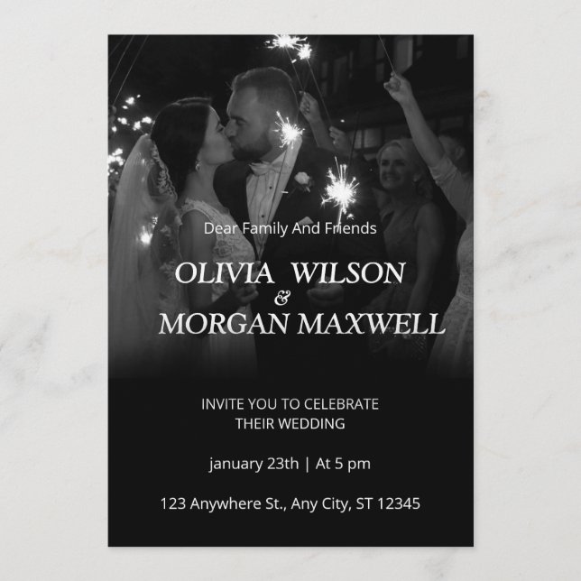 Black and White Gradient Wedding Invitation (Devant)