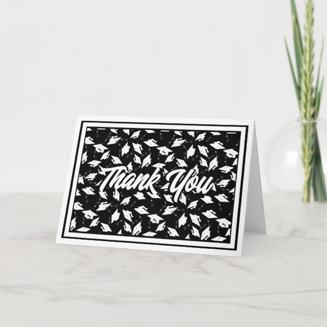 Black and White Graduation Party Merci Notes (Devant)