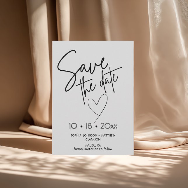 Black and White Hand Drawn Wedding Save The Date  (Créateur téléchargé)