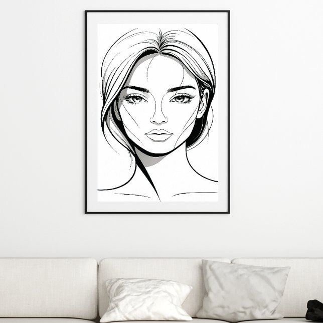 Black and White Minimal Woman Line Art Poster (Créateur téléchargé)