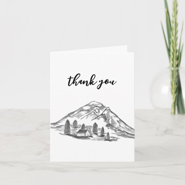 Black and white mountain note card (Devant)