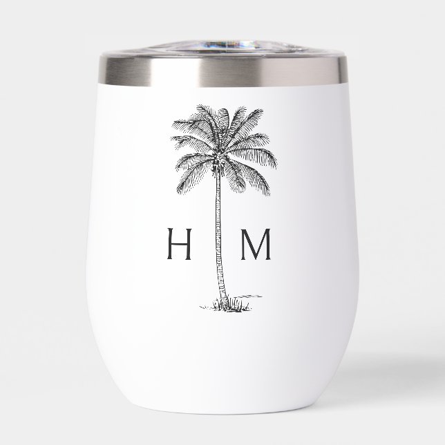 Black and White Palm Palmetto Tree Monogram (Avant)