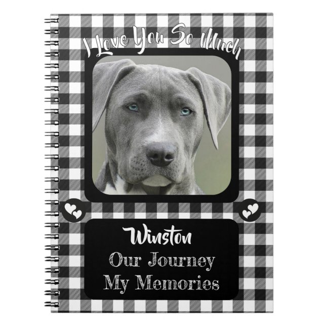 Black and White Pattern Pet Photo Memorial Journal (Devant)