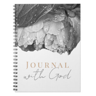 Black and White Peony Flower Journal avec Dieu