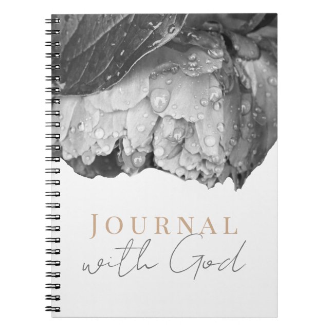Black and White Peony Flower Journal avec Dieu (Devant)