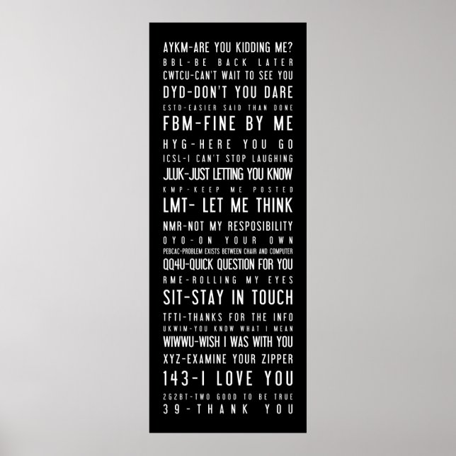 Black and white poster with internet slang (Devant)