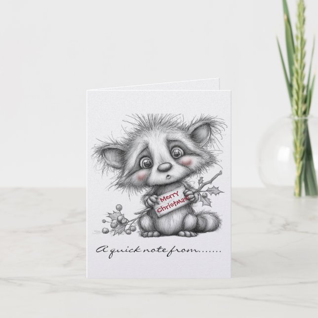 Black and White Raccoon Merry Christmas Sign (Devant)