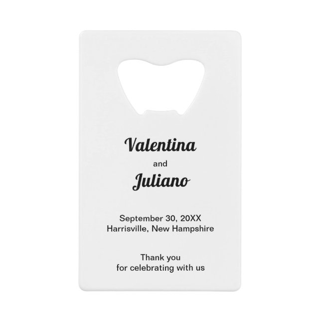 Black and White Rectangle Wedding Bottle Opener (Devant)