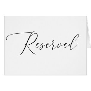 Black and white script wedding reserved sign
