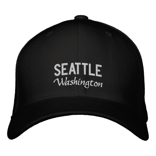 Black and White Seattle Washington Casquette brodé (Devant)