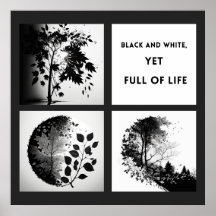 Black and White Tree and Leaf Set -original poster