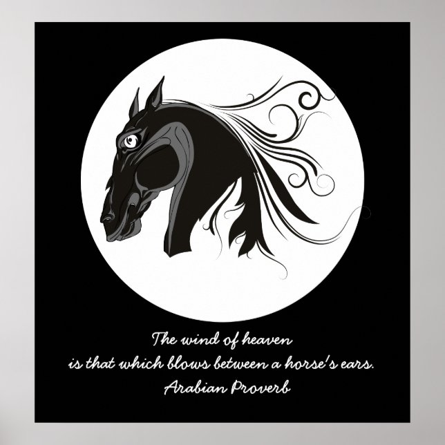 Black and white tribal horse head custom poster (Devant)