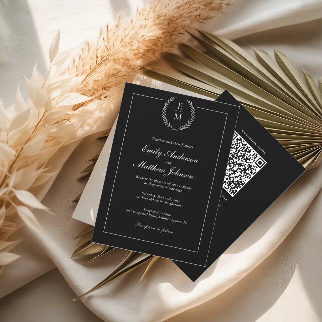 Black And White Wedding Invitation QR Code (Créateur téléchargé)