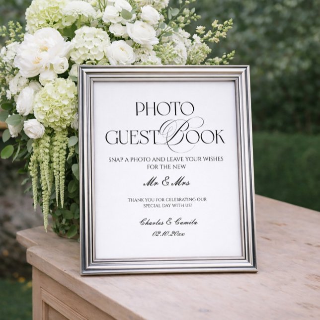 Black and White Wedding Photo Guest Book Poster (Créateur téléchargé)